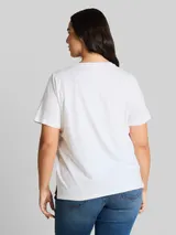 TOM TAILOR Damen Plus Size - Boxy Fit T-Shirt mit Brusttasche, weiß, Uni – Bild 5