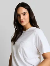 TOM TAILOR Damen Plus Size - Boxy Fit T-Shirt mit Brusttasche, weiß, Uni – Bild 6