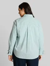 TOM TAILOR Damen Plus Size - Oversize Hemdbluse mit Herz-Stickerei, blau, Gestreift – Bild 5