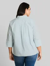 TOM TAILOR Damen Plus Size - Hemdbluse mit Streifenmuster, grün, Gestreift – Bild 5