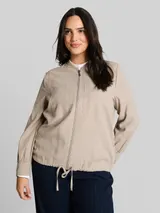 TOM TAILOR Damen Plus Size - Loose Fit Bomberjacke mit Brusttaschen, grau, Uni – Bild 4