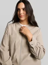 TOM TAILOR Damen Plus Size - Loose Fit Bomberjacke mit Brusttaschen, grau, Uni – Bild 6