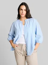 TOM TAILOR Damen Plus Size - Bluse mit Leinenanteil, blau, Gestreift – Bild 4