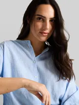TOM TAILOR Damen Plus Size - Bluse mit Leinenanteil, blau, Gestreift – Bild 6