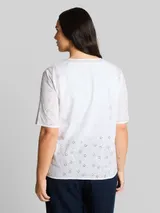 TOM TAILOR Damen Plus Size - Bluse mit Lochstickerei, weiß, Uni – Bild 5