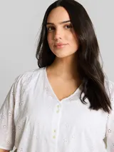 TOM TAILOR Damen Plus Size - Bluse mit Lochstickerei, weiß, Uni – Bild 6