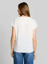 TOM TAILOR DENIM Damen T-Shirt aus Baumwolle, weiß, Meliert – Bild 5