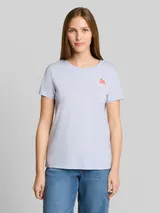 TOM TAILOR DENIM Damen T-Shirt mit Print, blau, Uni – Bild 4