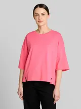TOM TAILOR DENIM Damen Boxy Fit T-Shirt aus Baumwolle, rosa, Uni – Bild 4