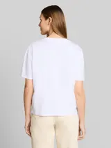 TOM TAILOR DENIM Damen Boxy Fit T-Shirt mit Print, weiß, Uni – Bild 5