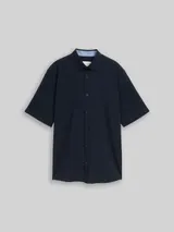 TOM TAILOR Herren Comfort Fit Seersucker Kurzarmhemd, blau, Uni – Bild 3