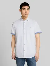 TOM TAILOR Herren Regular Fit Kurzarmhemd aus Baumwolle, weiß, Uni – Bild 4