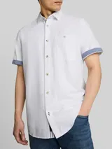 TOM TAILOR Herren Regular Fit Kurzarmhemd aus Baumwolle, weiß, Uni – Bild 6