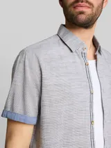 TOM TAILOR Herren Regular Fit Kurzarmhemd aus Baumwolle, grün, Meliert – Bild 6