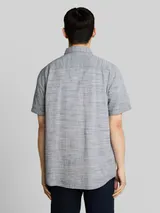 TOM TAILOR Herren Regular Fit Kurzarmhemd aus Baumwolle, blau, Meliert – Bild 5