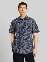 TOM TAILOR Herren Regular Fit Kurzarmhemd mit Muster, blau, Gemustert – Bild 4
