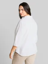 TOM TAILOR Damen Plus Size - Hemdbluse mit Leinenanteil, weiß, Uni – Bild 5