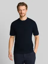 TOM TAILOR Herren Strickpullover mit Rippstruktur, blau, Uni – Bild 4