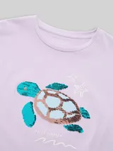 TOM TAILOR Mädchen T-Shirt mit Wendepailletten, lila, Uni – Bild 4