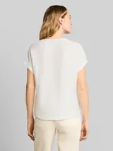 TOM TAILOR Damen Loose Fit Bluse mit V-Ausschnitt, weiß, Uni – Bild 5