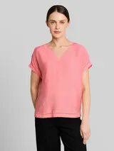 TOM TAILOR Damen Loose Fit Bluse mit V-Ausschnitt, rosa, Uni – Bild 4