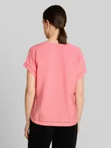 TOM TAILOR Damen Loose Fit Bluse mit V-Ausschnitt, rosa, Uni – Bild 5