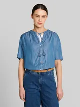 TOM TAILOR Damen Bluse mit Quasten, blau, Uni – Bild 4