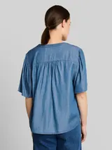 TOM TAILOR Damen Bluse mit Quasten, blau, Uni – Bild 5