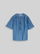 TOM TAILOR Damen Bluse mit Quasten, blau, Uni – Bild 3