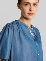TOM TAILOR Damen Bluse mit Quasten, blau, Uni – Bild 6