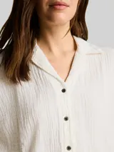 TOM TAILOR Damen Oversize Musselin Bluse aus Baumwolle, weiß, Uni – Bild 6