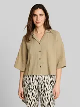 TOM TAILOR Damen Oversize Musselin Bluse aus Baumwolle, grün, Uni – Bild 4