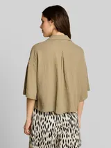 TOM TAILOR Damen Oversize Musselin Bluse aus Baumwolle, grün, Uni – Bild 5