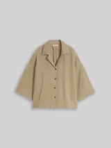 TOM TAILOR Damen Oversize Musselin Bluse aus Baumwolle, grün, Uni – Bild 3
