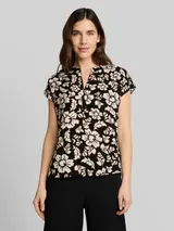 TOM TAILOR Damen Loose Fit Bluse mit V-Ausschnitt, schwarz, Geblümt – Bild 4