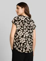 TOM TAILOR Damen Loose Fit Bluse mit V-Ausschnitt, schwarz, Geblümt – Bild 5
