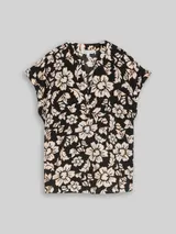 TOM TAILOR Damen Loose Fit Bluse mit V-Ausschnitt, schwarz, Geblümt – Bild 3