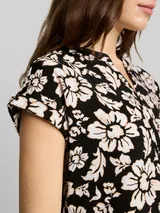TOM TAILOR Damen Loose Fit Bluse mit V-Ausschnitt, schwarz, Geblümt – Bild 6