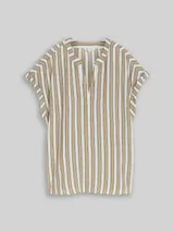 TOM TAILOR Damen Loose Fit Bluse mit V-Ausschnitt, grün, Gestreift – Bild 3