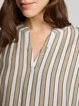 TOM TAILOR Damen Loose Fit Bluse mit V-Ausschnitt, grün, Gestreift – Bild 6
