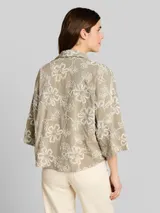 TOM TAILOR Damen Oversize Bluse mit Blumen-Stickereien, grün, Geblümt – Bild 5