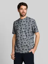TOM TAILOR Herren Piqué T-Shirt mit Allover-Print, blau, Gemustert – Bild 4