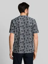 TOM TAILOR Herren Piqué T-Shirt mit Allover-Print, blau, Gemustert – Bild 5