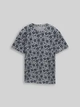 TOM TAILOR Herren Piqué T-Shirt mit Allover-Print, blau, Gemustert – Bild 3