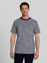 TOM TAILOR Herren Jacquard T-Shirt mit Muster, blau, Gemustert – Bild 4