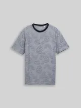 TOM TAILOR Herren Jacquard T-Shirt mit Muster, blau, Gemustert – Bild 3