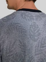 TOM TAILOR Herren Jacquard T-Shirt mit Muster, blau, Gemustert – Bild 6