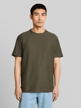 TOM TAILOR Herren T-Shirt mit Ottoman-Struktur, grün, Uni – Bild 4