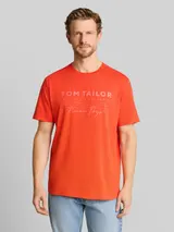 TOM TAILOR Herren T-Shirt im Used-Look, rot, Uni – Bild 4