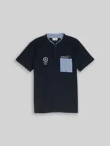 TOM TAILOR Herren Poloshirt mit Brusttasche, blau, Uni – Bild 3